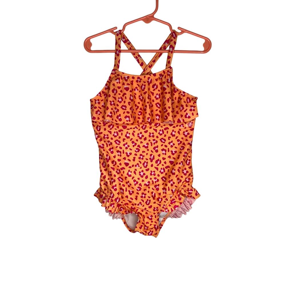 unbranded girls'  orange animal print one piece swimsuit Size 5T